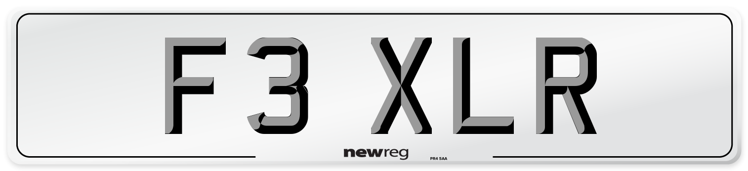 F3 XLR Number Plate from New Reg